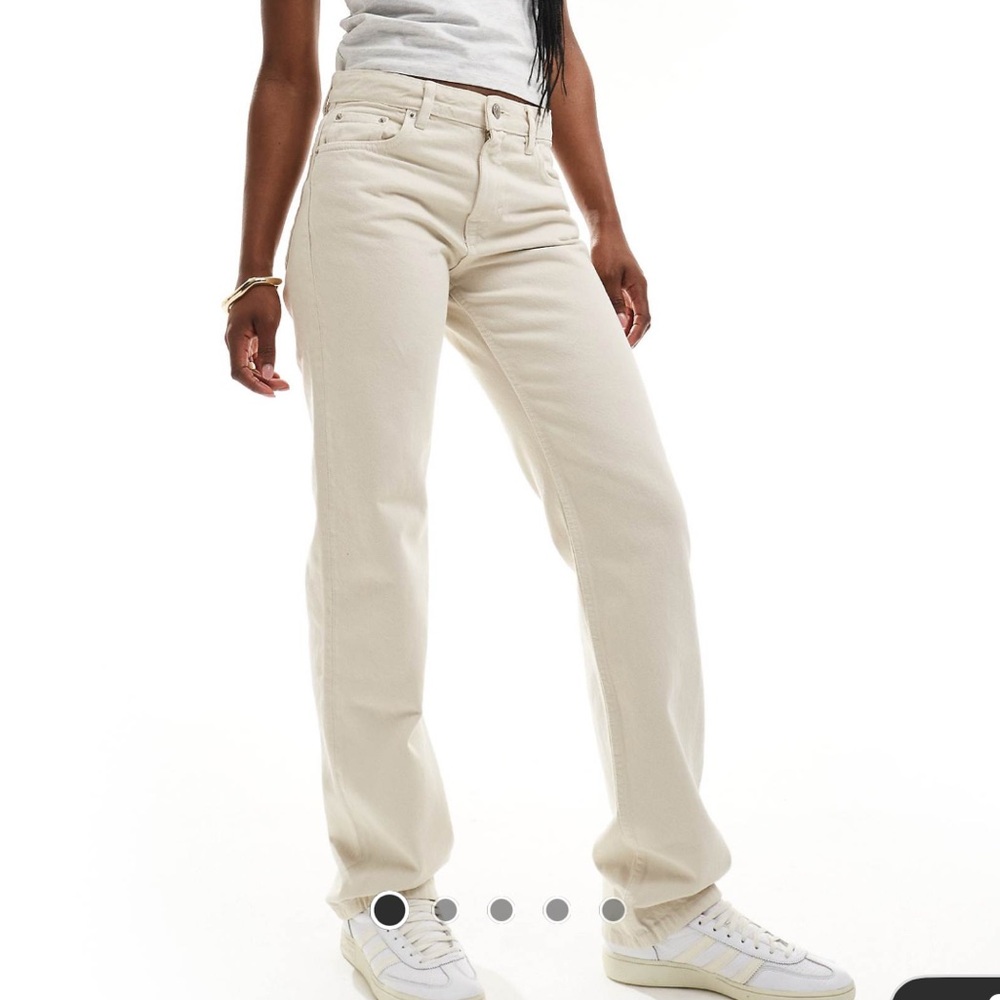 Pull&Bear Cream Straight Leg Jeans High-Waisted